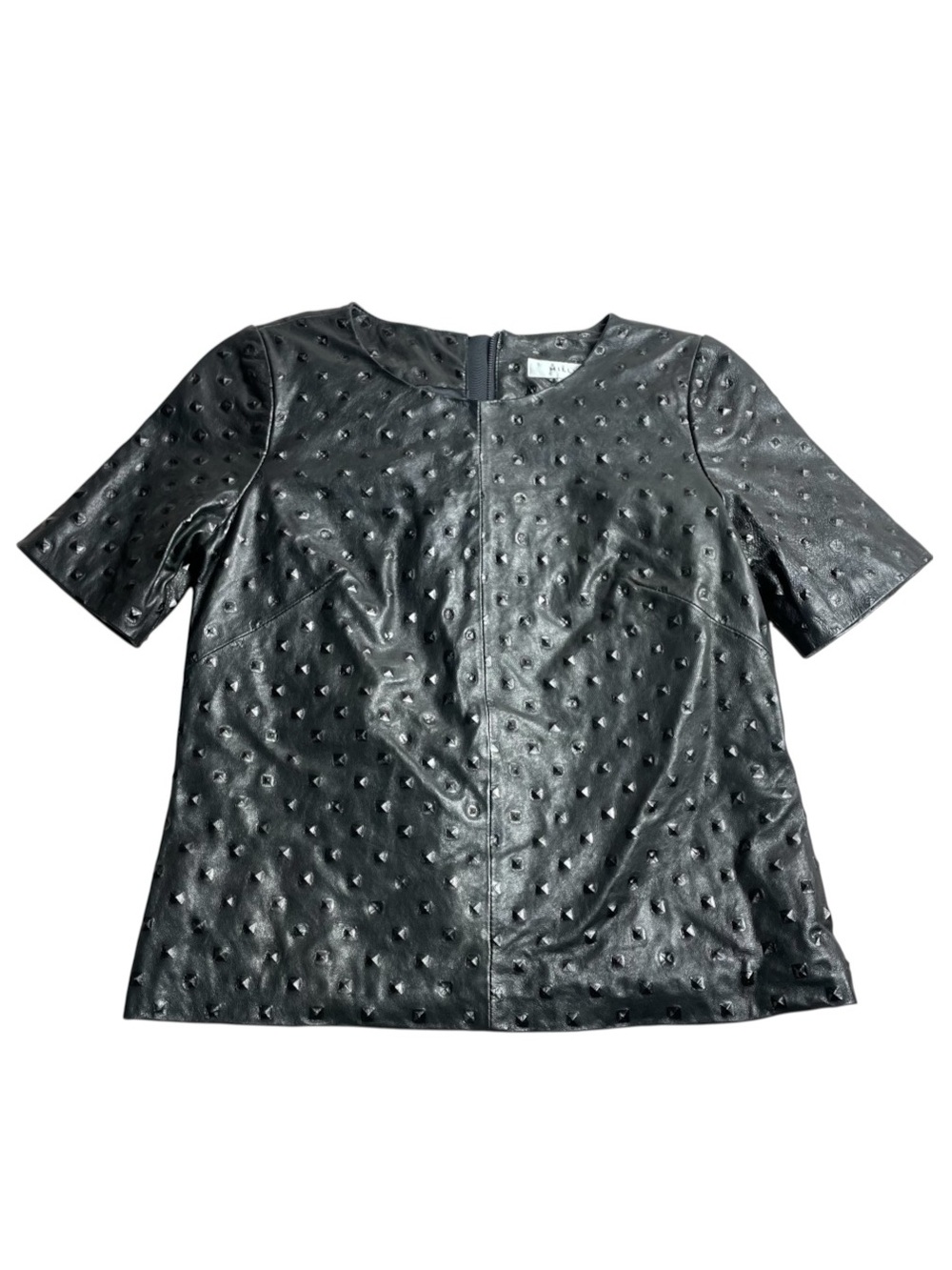 NWT MILLY Black Studded Lamb Leather Top – Size 2